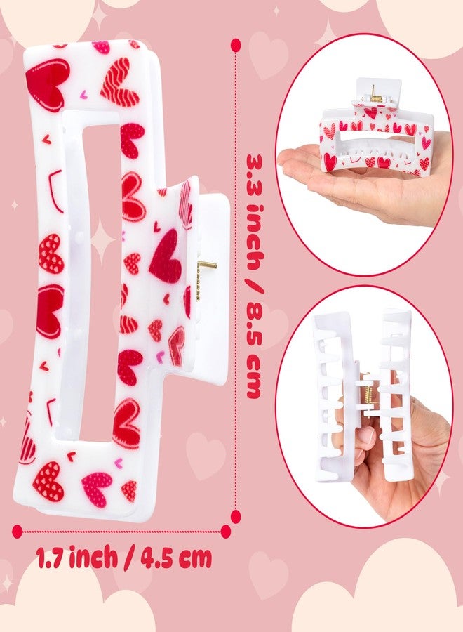 PANTIDE 8Pcs Valentine's Day Hair Claw Clips for Women Girls - Conversation Heart Candy Rectangle Nonslip Banana Acrylic Hair Clips, Thin Thick Short Long Curly Accessories, Valentines Birthday Gift - Image 2